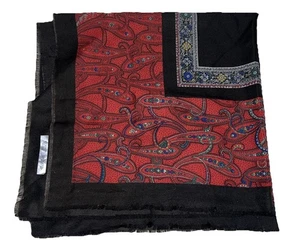 Bufanda hecha en Italia Compagnie Internationale Express 34x34 cuadrada negra roja - Imagen 1 de 8