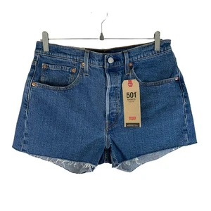 Neu mit Etikett Levi's 501 Damenshorts Knopfleiste hoher Bund roher Saum mittlere Waschung Größe 30 - Bild 1 von 10