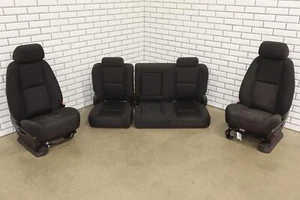 2012-2013 Chevy Silverado Crew Cab Cloth Seat Set (Front/Rear) Ebony OEM - Picture 1 of 23