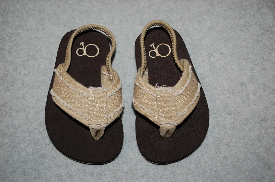 Toddler Boys BROWN w/ TAN CANVAS STRAP Soft Underside ANKLE STRAP Size S 5-6 - Image 1 of 1