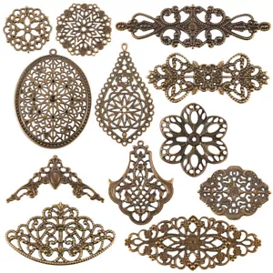 120 piezas colgantes de filigrana conector de hierro dijes adornos bronce antiguo - Imagen 1 de 6