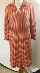 Vintage 1960's Mod Red & White Houndstooth Go-Go Brady Dress Medium - Picture 1 of 9