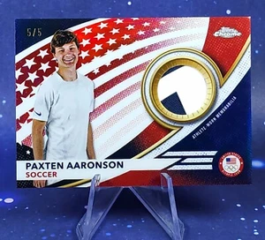 2024 Topps Cromo Fútbol Olímpico/5 Rojo SSP Equipo EE. UU. Paxten Aaronson Memorabilia - Imagen 1 de 13