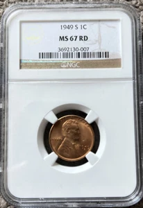 1949 S Lincoln Cent NGC MS 67 RD - Picture 1 of 2