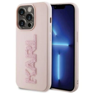 Karl Lagerfeld Apple iPhone 15 Pro Schutzhülle Case 3D Rubber Glitter Logo Pink - Zdjęcie 1 z 8