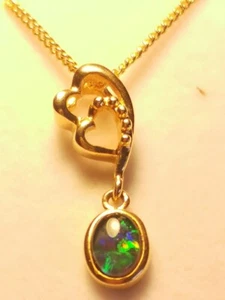 Australian Natural Black Triplet Opal Pendant 925 Solid Silver - Picture 1 of 2