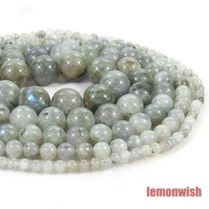 Cuentas espaciadoras de piedras preciosas naturales de labradorita 15,5"" 2 mm 3 mm 4 mm 6 mm 8 mm 10 mm 12 mm - Imagen 1 de 8