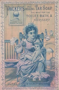 Packers Healing Tar Soap Nursery Victorian Trade Card A11EE - Picture 1 of 2