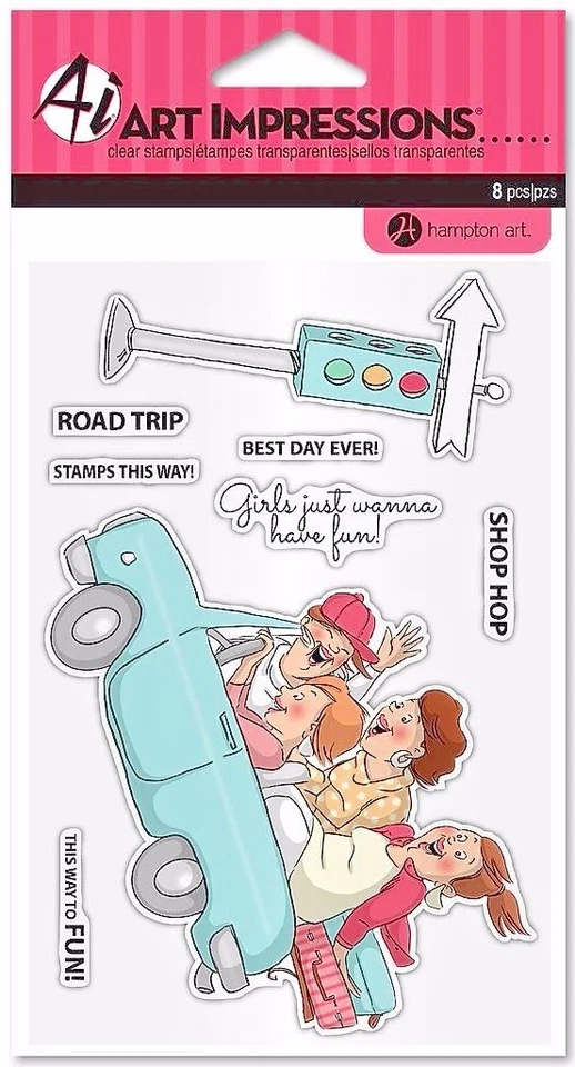 Набор прозрачных акриловых марок Road Trip от Art Impressions SC0795 НОВЫЕ! - Изображение 1 из 1