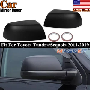 Matte Black Front Side Mirror Cover Cap Pair For Toyota Tundra Sequoia 2011-2019 - Picture 1 of 12