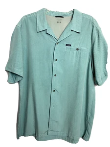 Columbia Man's Aqua Short Sleeve Plaid Shirt, Size Lg - Picture 1 of 3
