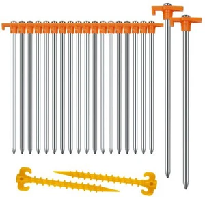 20+2PCS Tent Stakes Heavy Duty Camping Stakes9.8Inch Non-Rust Metal Tent Pegs... - Picture 1 of 7