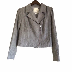 Chaqueta de Moto Hei Hei Anthropologie Talla M Gris Forrada Corte Láser Puño con Cremallera - Imagen 1 de 10