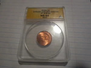 2001 1C Lincoln Struck 10% off center ANACS MS64 Red - Picture 1 of 2