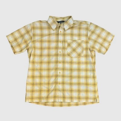Royal Robbins Talla Grande Amarillo Gris Cuadros Manga Corta Oculto Bolsillo de Viaje Foto 1 de 4