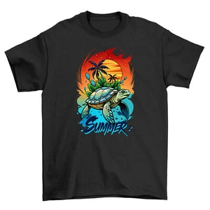 Summer_75 t-shirt - Hilarious Turtle and Palm Tree feel! Funny Unisex Printed De - Picture 1 of 46