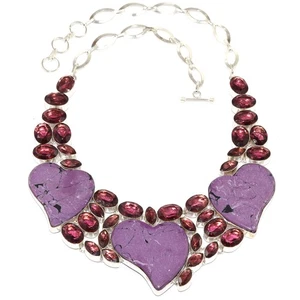 Collar de joyería de cuarzo amatista turquesa púrpura 16-18"" - Imagen 1 de 7
