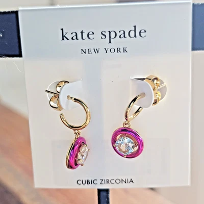 kate spade- Dream in Color- Huggie /Drop Earrings- Pink/Gold- NWT- $58 - Image 1 of 4