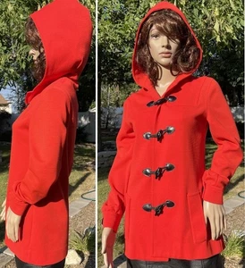 Vintage 60er BUTTE KNIT Wolle Dufflecoat Knebelknopf ROTKÄPPCHEN Jacke Damen M - Bild 1 von 20