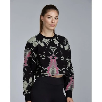 Sudadera Recortada Noli Tie Dye Negra Rosa Gris Cuello Redondo Algodón XS Pullover Foto 1 de 4