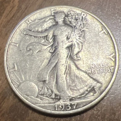 1937 50C Walking Liberty Half Dollar  Actual Coin - Image 1 of 2