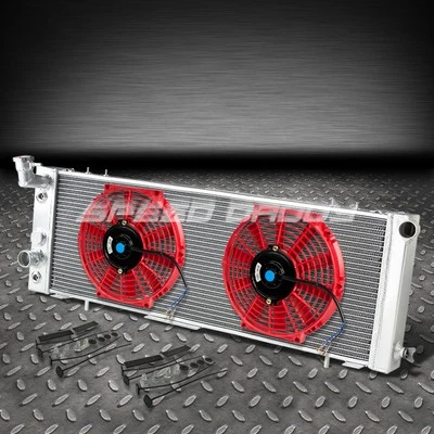 3-РЯДНЫЙ АЛЮМИНИЕВЫЙ ГОНОЧНЫЙ РАДИАТОР + 2 X 10 «КРАСНЫЙ ВЕНТИЛЯТОР ДЛЯ 91-01 CHEROKEE/COMANCHE l4/l6 - Изображение 1 из 4