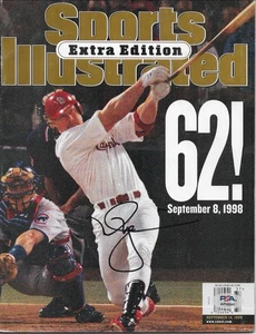 ST. LOUIS CARDINALS MARK MCGWIRE SIGNED SPORTS ILLUSTRATED PSA COA AUTOGRAPH 62 - Picture 1 of 1