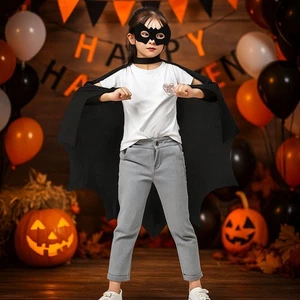 Trick or Treat Bat Wing Cape Black Cloak Children's Party Costume School Event - Picture 1 of 14