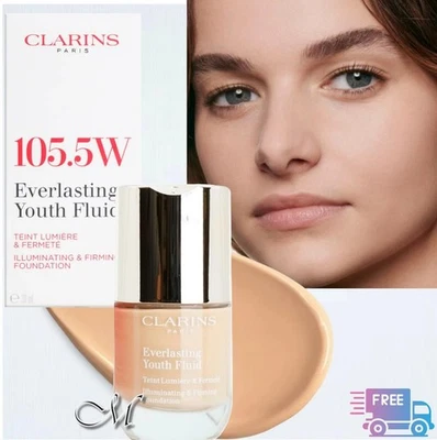 CLARINS Everlasting Youth Fluid Foundation*~105.5W(Warm Light Beige) 1oz NIB $58 - Image 1 of 4