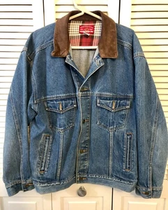 Vintage Marlboro Country Store Jeansjacke Größe L Lederkragen - Bild 1 von 5