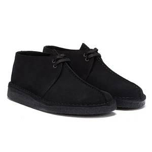 Clarks Desert Trek Suede Mens Black Shoes - Picture 1 of 8