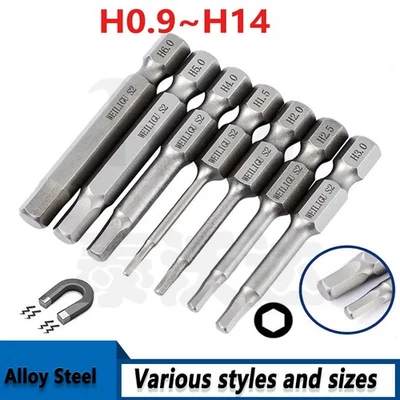 1/4" Hex Shank Hex Key Allen Bit Impact Driver Power Drill Magnetic Screwdriver - Image 1 of 4
