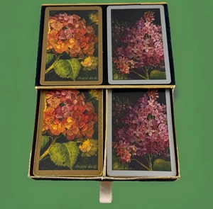Vintage Congress Kathryn White Floral Playing Cards Double Deck COMPLETE - Picture 1 of 16