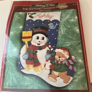 Holiday Time Weihnachten Filzstrumpf Kit #84816, 18" Schneemann & Teddybär Neu in Verpackung - Bild 1 von 3