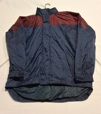 Chaqueta cortavientos estilo vintage para hombre mediana azul borgoña bloques de color nailon años 90” Foto 1 de 4