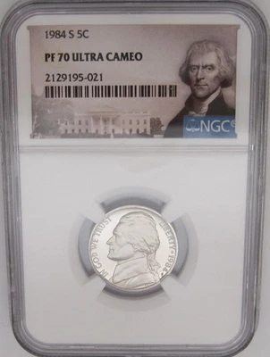 1984-S JEFFERSON NICKEL NGC PF70 ULTRA CAMEO = RARE & SCARCE w/ Book $650! - Image 1 of 4