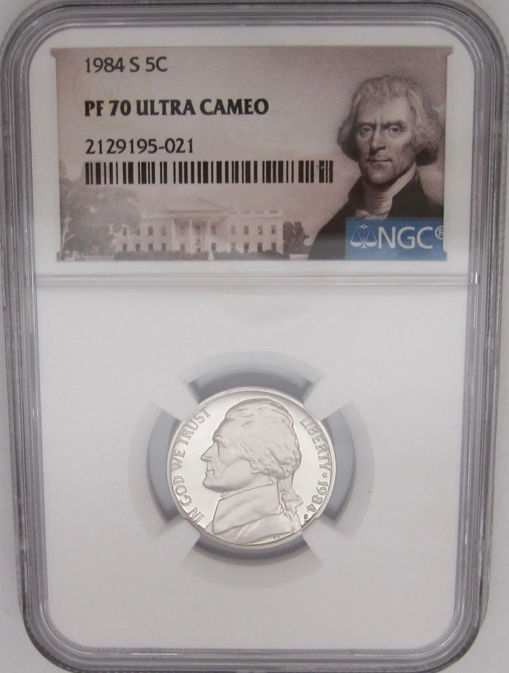 1984-S JEFFERSON NICKEL NGC PF70 ULTRA CAMEO = RARE & SCARCE w/ Book $650! - Image 1 of 4