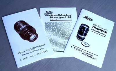 Leica Collector Lenses Hektor 28mm, Elmar "FAT" 90mm, Thambar "SOFT" 90mm Prints - Image 1 of 4