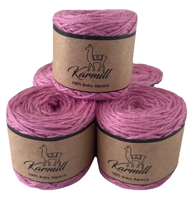 Alpaca Wool Skein 100% Baby Alpaca Yarn DK Weight Lot of 5 Skeins Pink  J104 - Image 1 of 4