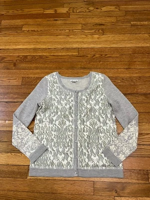 Cárdigan suéter para mujer Garnet Hill mezcla de seda lana merino talla pequeña gris Foto 1 de 4