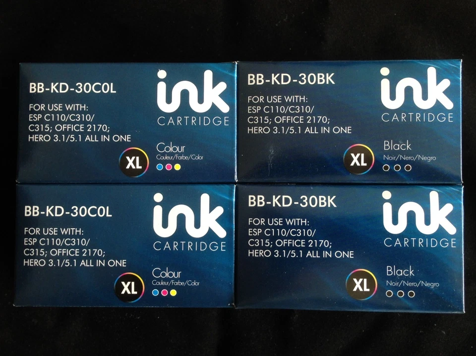 2 x Black & 2 Colour Series 30 Ink Cartridges Compatible For Kodak 30XL - Image 1 of 1