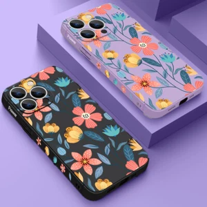 Phone Case For iPhone 16 15 14 13 12 Pro Max 11 XR Flowers Soft Shockproof Cover - Picture 1 of 22