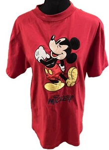 Mickey Inc Disney Mickey Mouse T-Shirt Size S/M Embroidered Red - Picture 1 of 3
