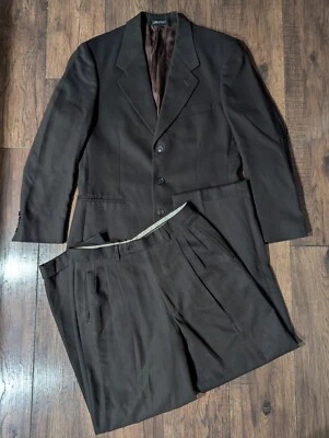 Traje de dos piezas italiano Zanetti 100 % lana merino extra fina para hombre talla 44/32 BRN Foto 1 de 4