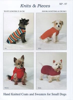 Small Dog Jumpers and Coats Double Knit Knitting Pattern Knits & Pieces KP-07 - Image 1 of 3