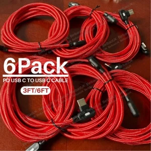 6Pack 6Ft 90Degree USB Data Cable For Samsung 60W Fast Charger Charging Cord Lot - Picture 1 of 11