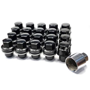 TPi 16x M14x1.50 22mm Black Alloy Wheel Nuts Bimecc Locks for DEFENDER 90 L663 - Picture 1 of 12