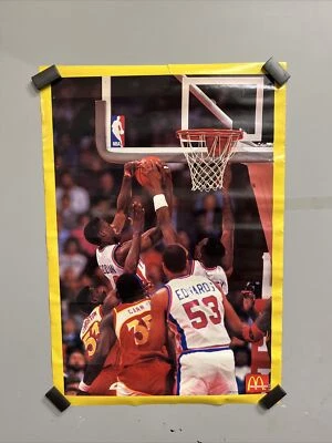 Vintage Detroit Pistons 1990 Mcdonald's Team Poster Dennis Rodman NBA Basketball - Image 1 of 4