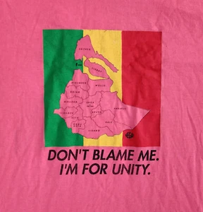 VINTAGE Ethiopia Unity Peace Shirt - Large - Africa War Single Stitch 90s RARE - Picture 1 of 5