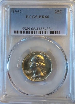 1957 Washington Quarter Dollar PCGS PR66 Proof 66 (600-2) - Image 1 of 2